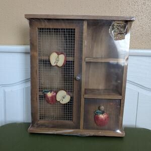 Vintage Rustic Wooden Apple Spice Rack/Cabinet